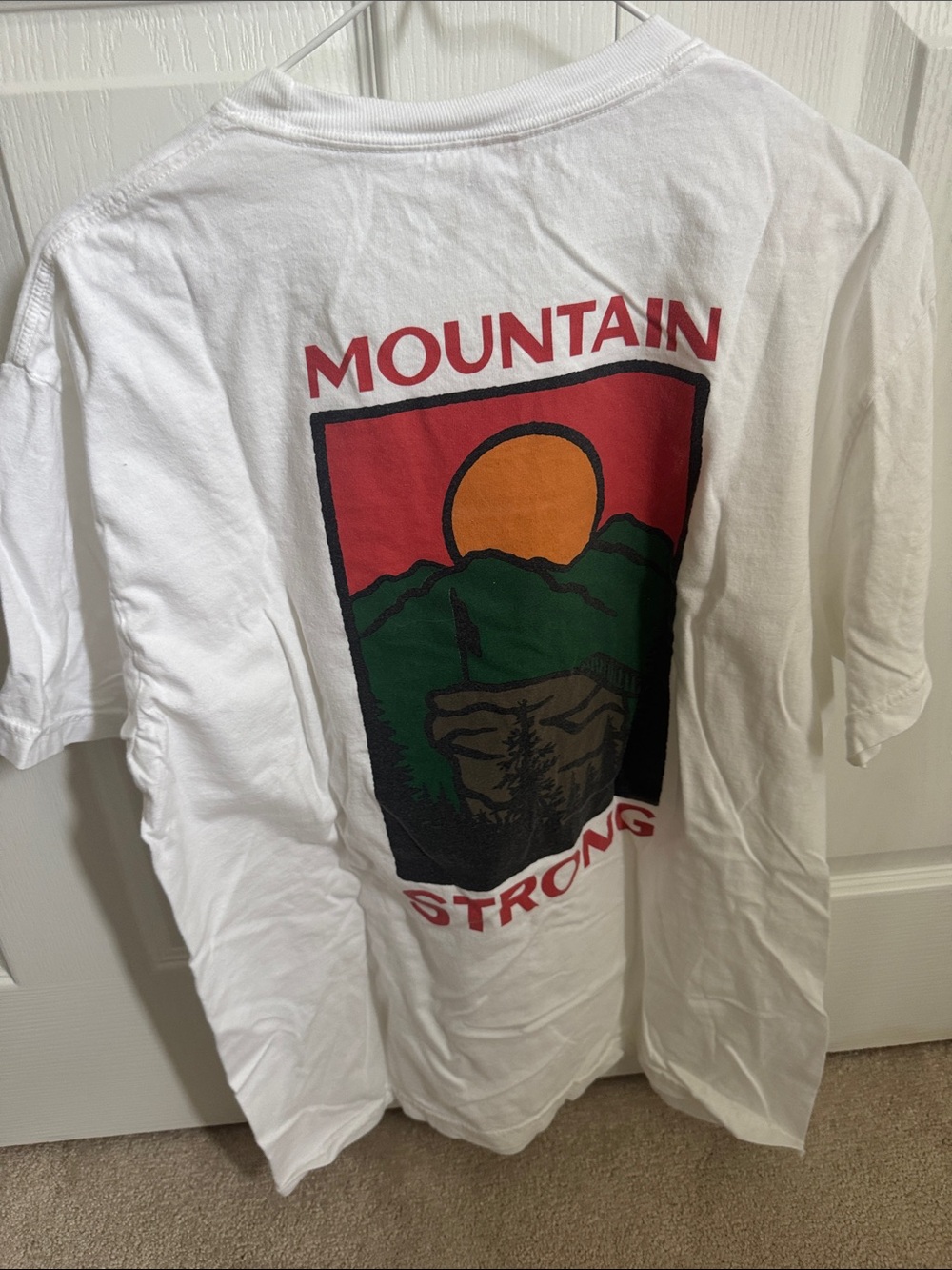 Mountain Strong White Pocket T-Shirt - Charity for last year’s NC floods.